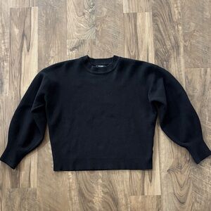 Azalea Black Crewneck Sweater with Balloon sleeves